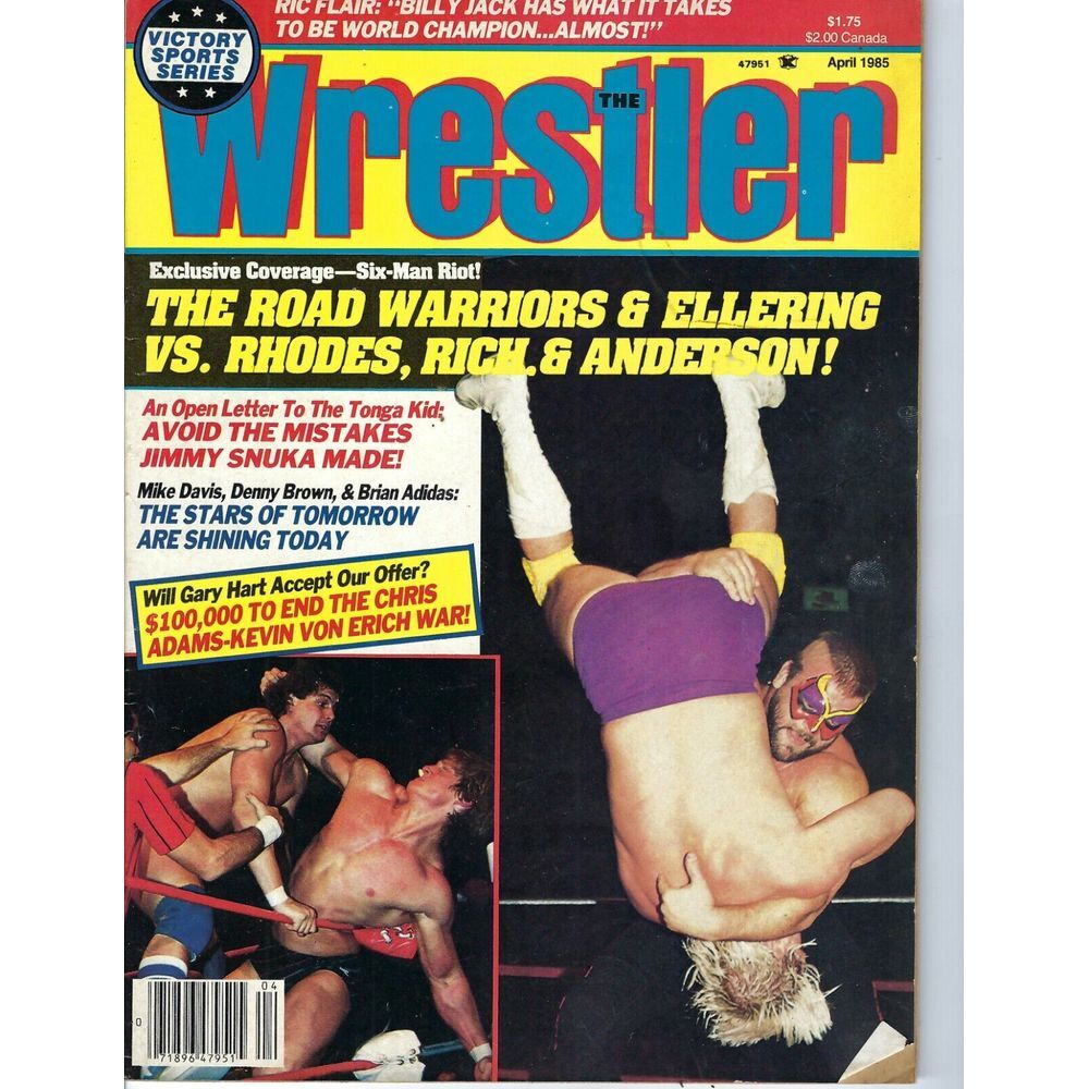 The Wrestler Magazine APRIL 1985 Road Warriors Kevin Von Erich Gary Hart Flair